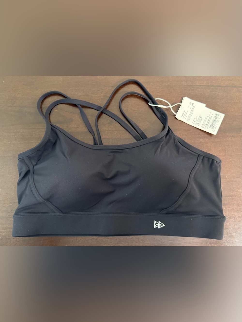NWT Yvette Black Strappy-Back Light-Support Sports Bra Women’s 2XL